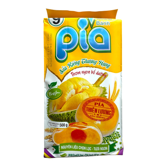 Thien Luong Premium Durian Mung Bean Salted Egg Yolk Pia Cake/Banh Pia Sau Rieng Dau Xanh Trung Muoi (9 Pcs)