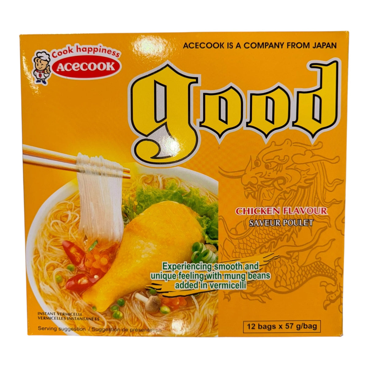 Acecook Good Instant Vermicelli Chicken Flavour/Mien Goi Vi Ga – 12 bags x 2.01 oz (57g)