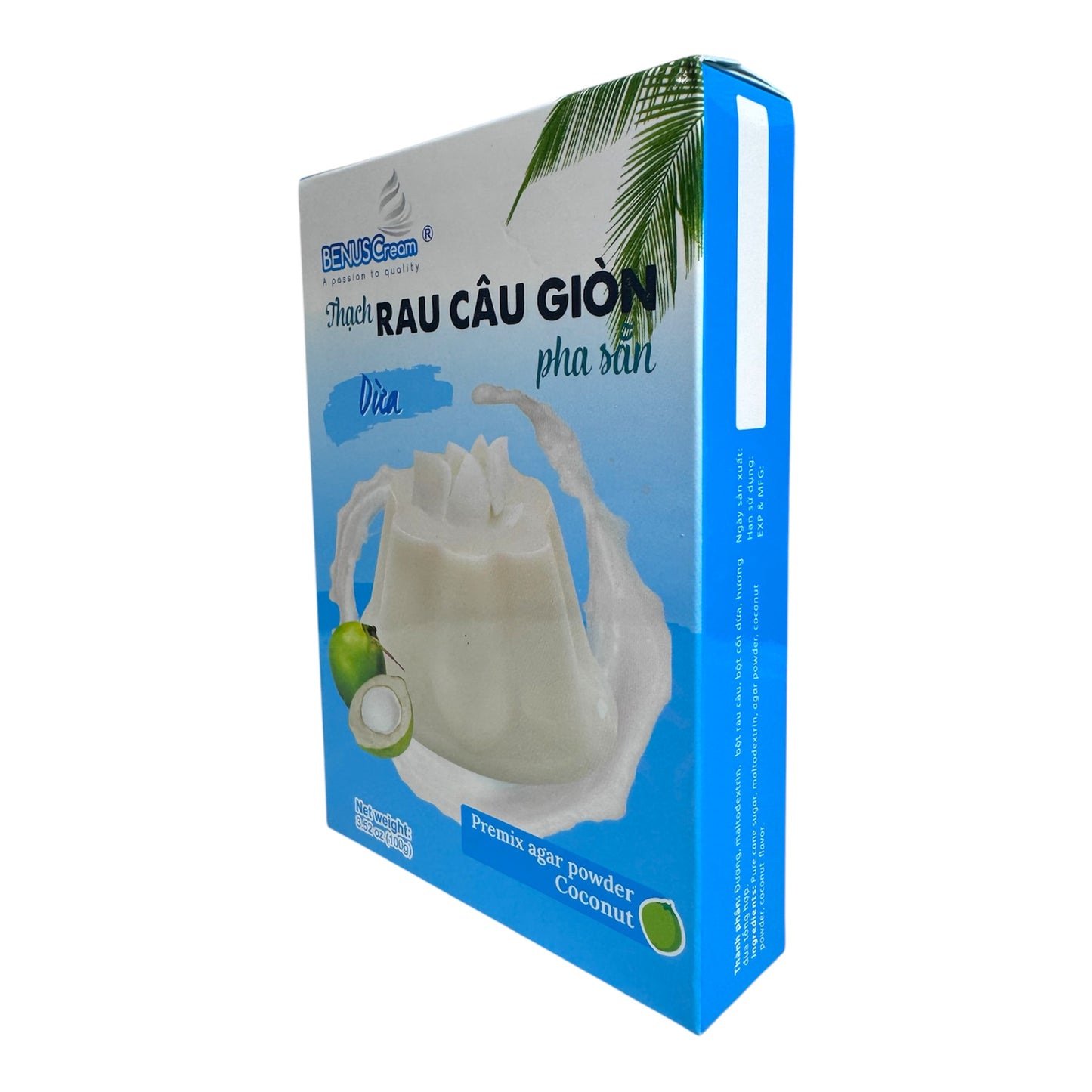 BenusCream-Coconut Premix Agar Powder/Thach Rau Cau Pha San (Huong Dua)-3.52 Oz (100g)