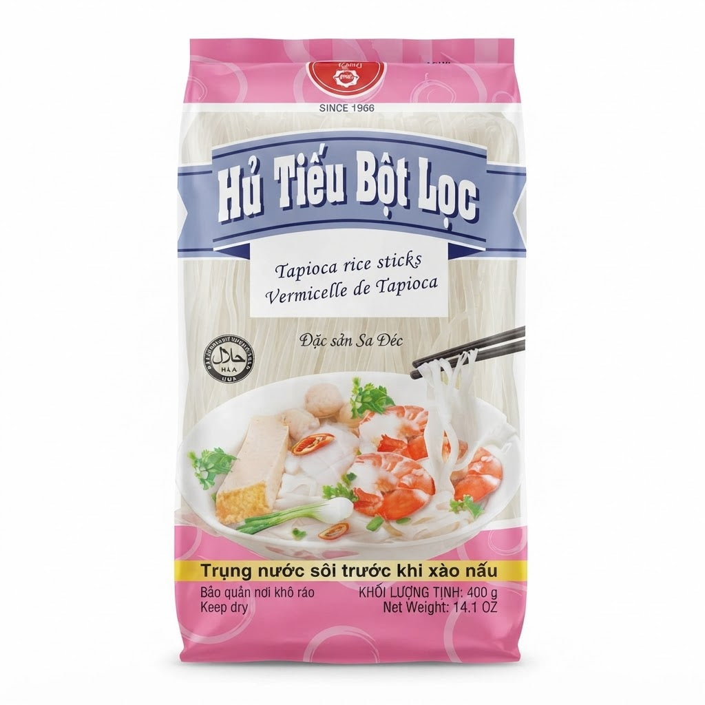[Bich Chi] Tapioca Rice Sticks/Hu Tieu Bot Loc – 400g (14.1 oz)