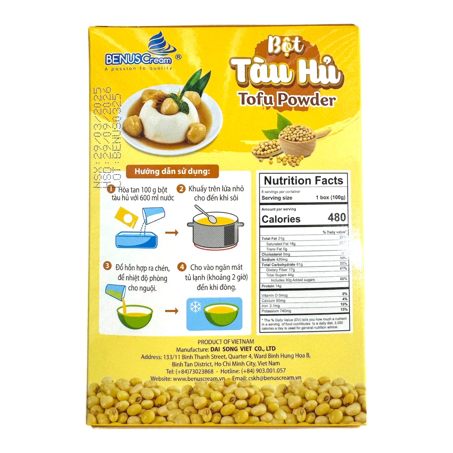 BenusCream Tofu Powder / Bot Tau Hu 3.52 OZ (100g)