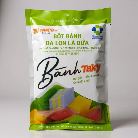 TAIKY Pandan Leaf Steamed Layer Cake Mix - Bot Banh Da Lon La Dua - 14.11 oz