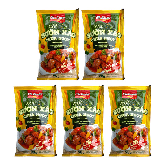 Cholimex - Sauce for Sweet and Sour Ribs/Sot Suon Xao Chua Ngot - Combo 5 units x 90g