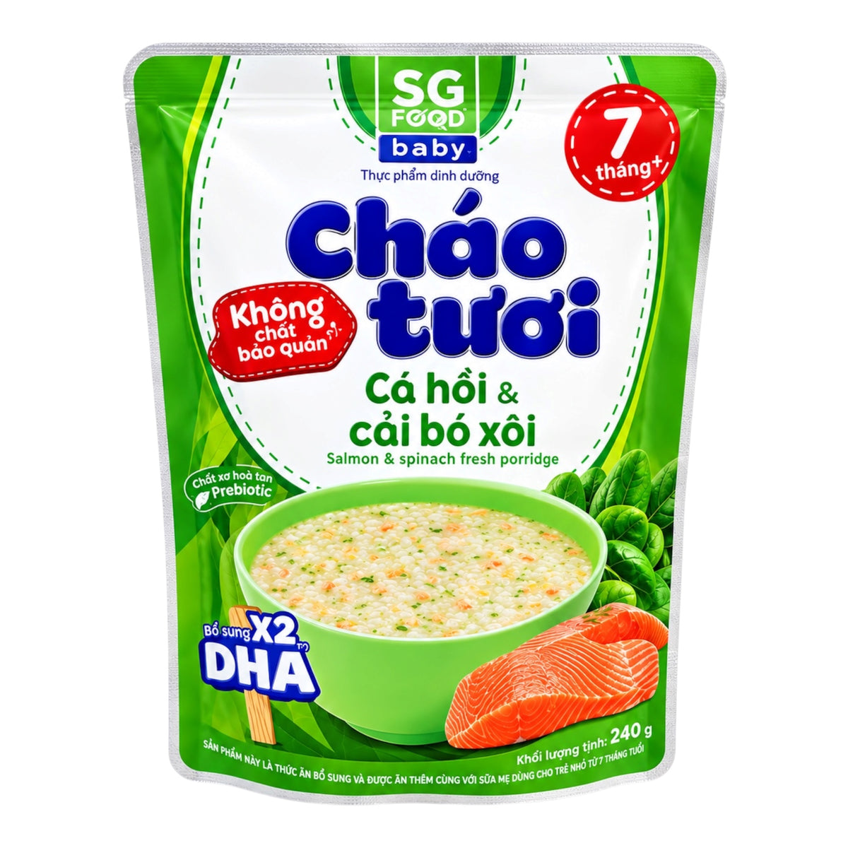 [SG Food] Baby Salmon & Spinach Fresh Porridge/Chao Ca Hoi & Cai Bo Xoi – 240g