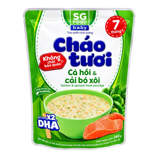 [SG Food] Baby Salmon & Spinach Fresh Porridge/Chao Ca Hoi & Cai Bo Xoi – 240g