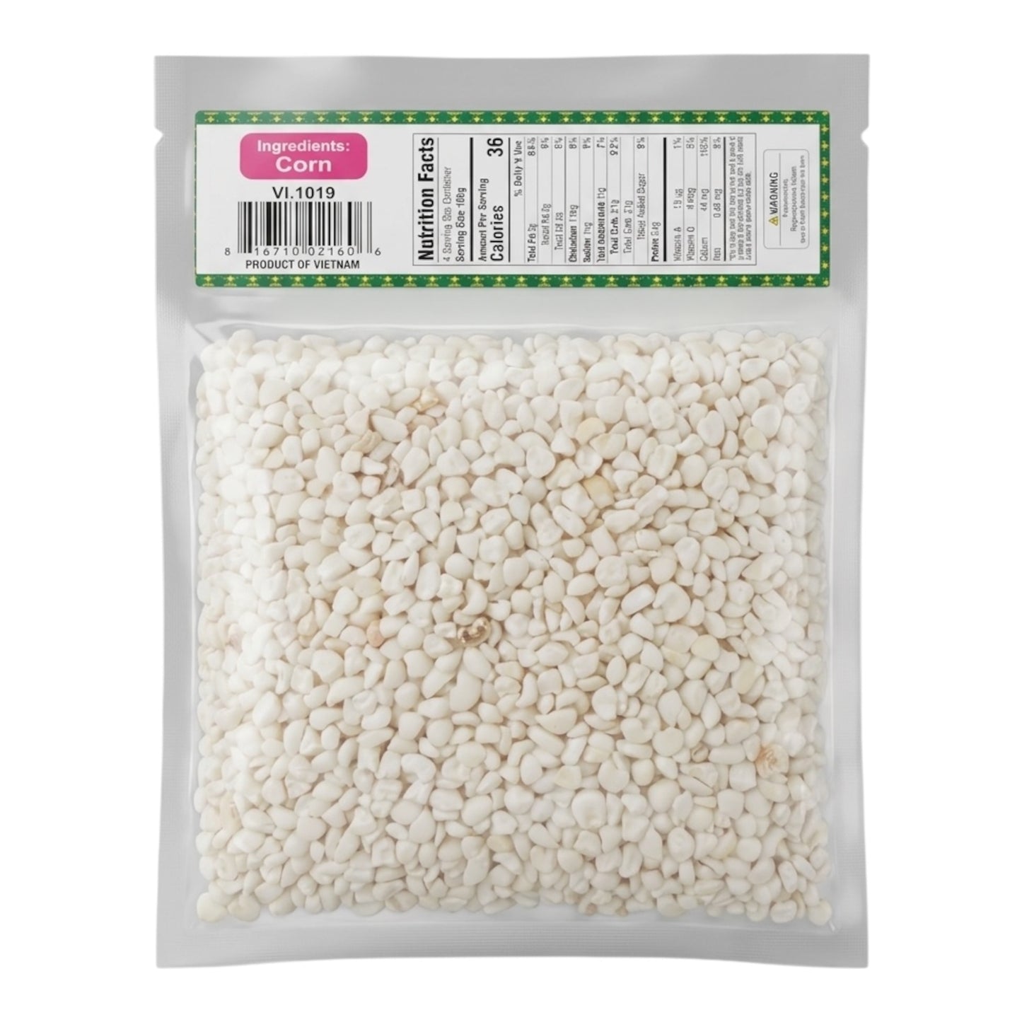 Dried Corn Peeled/Bap Da Trang (14oz-400g)