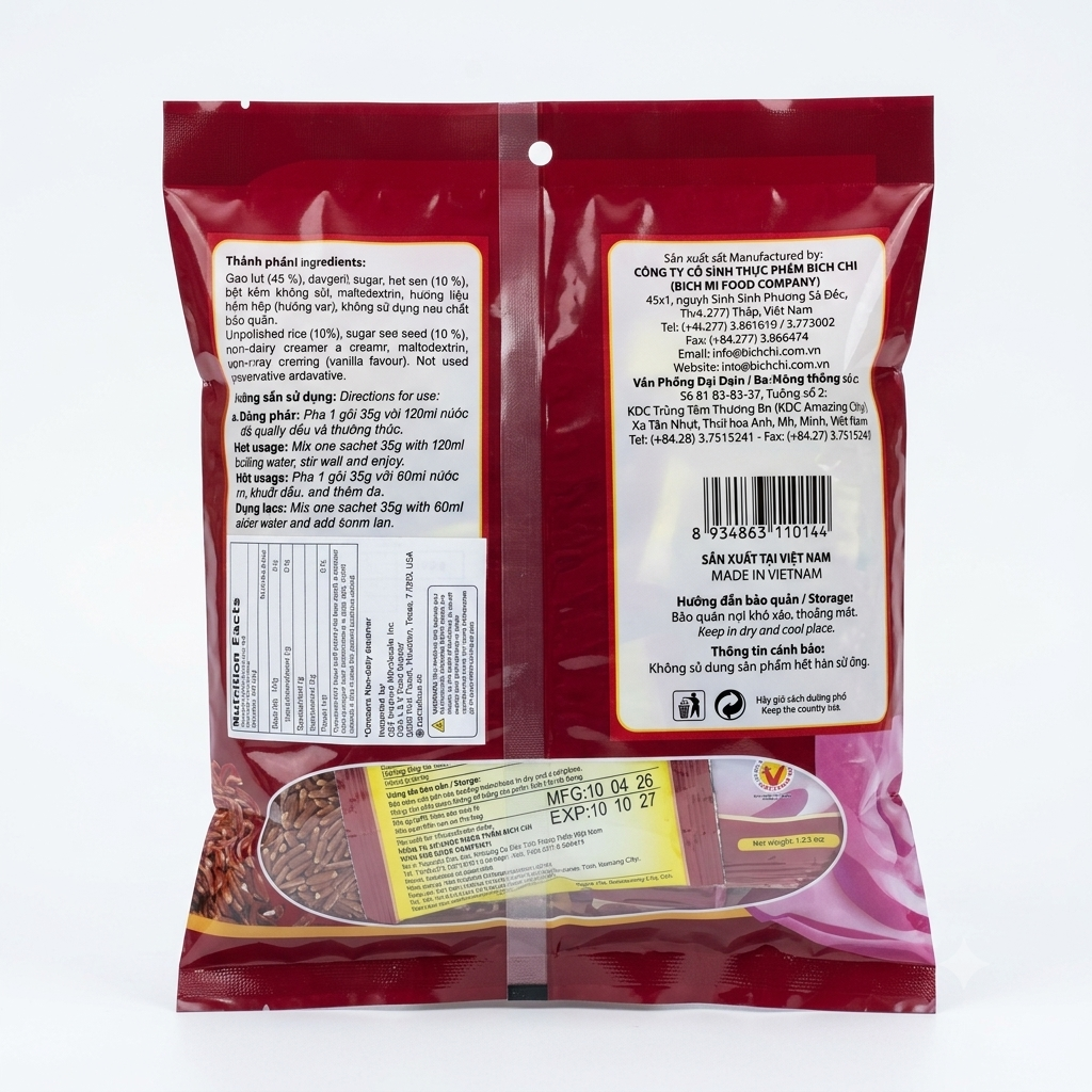 [Bich-Chi] Unpolished Rice Powder with Lotus Seed/Bot Gao Lut Hat Sen