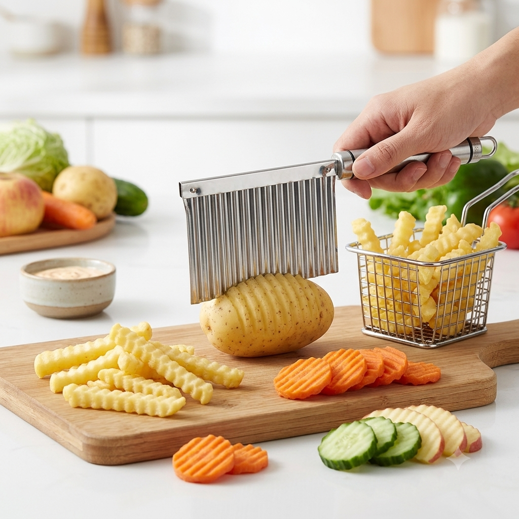 Stainless Steel Crinkle Cutter Knife for Vegetables & Fruits