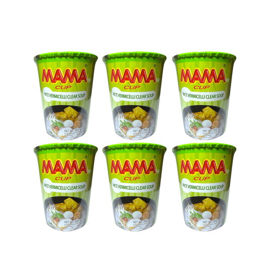 MAMA Cup Rice Vermicelli Clear Soup/ Mien Gao An Lien - Combo 6 cup x 50g