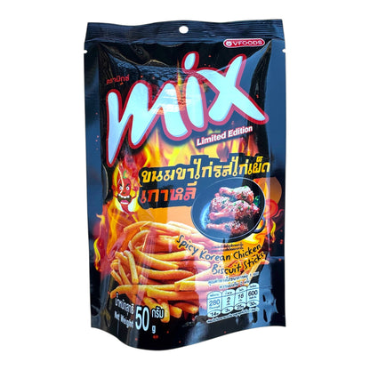 VFOODS MIX SPICY KOREAN CHICKEN BISCUIT STICKS/Banh Quy Vi Ga Cay Han Quoc - Combo 5 packs x 50g
