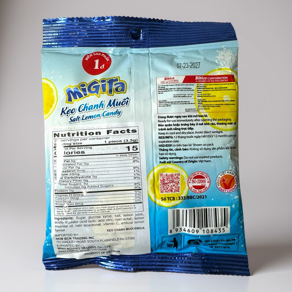 MiGita Salt Lemon Candy | Kẹo Chanh Muối MiGita 70g (2.47 oz)