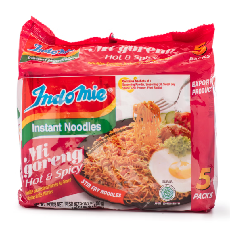 Indomie Mi Goreng Instant Noodles, Hot and Spicy Flavor - 5pk