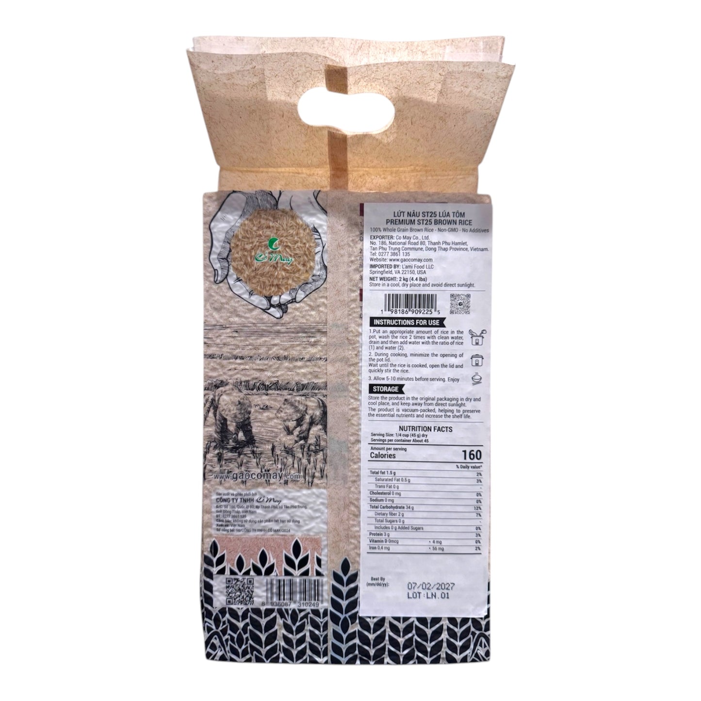 Premium ST25 Brown Rice/Gao Lut Nau ST25 Lua Tom - 4.4lbs