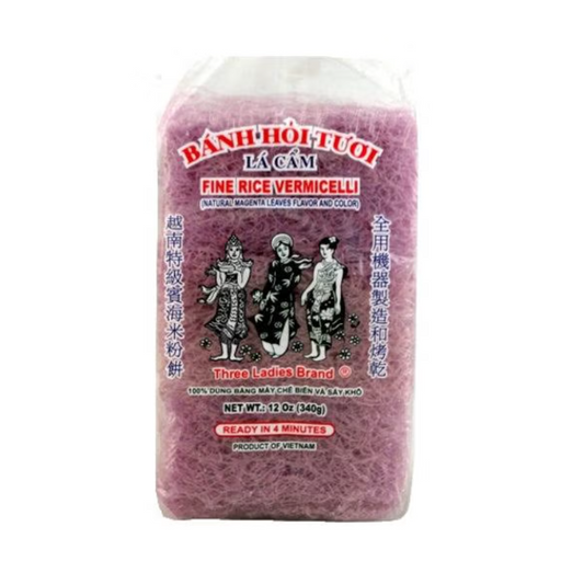 Three Ladies Fine Rice Vermicelli Magenta Leaves - 12 oz
