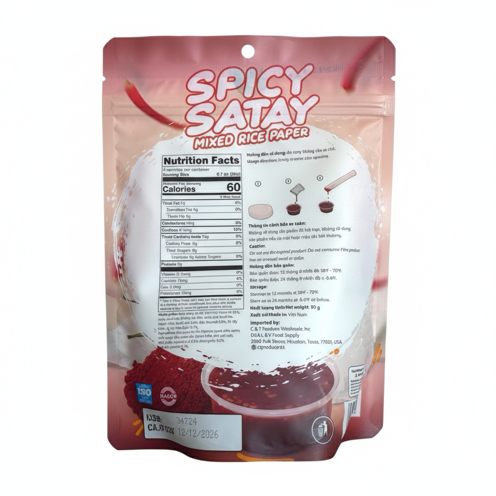 ABI Snack - Spicy Satay Mixed Rice Paper - Banh Trang Ot Sate Cay - 80gr