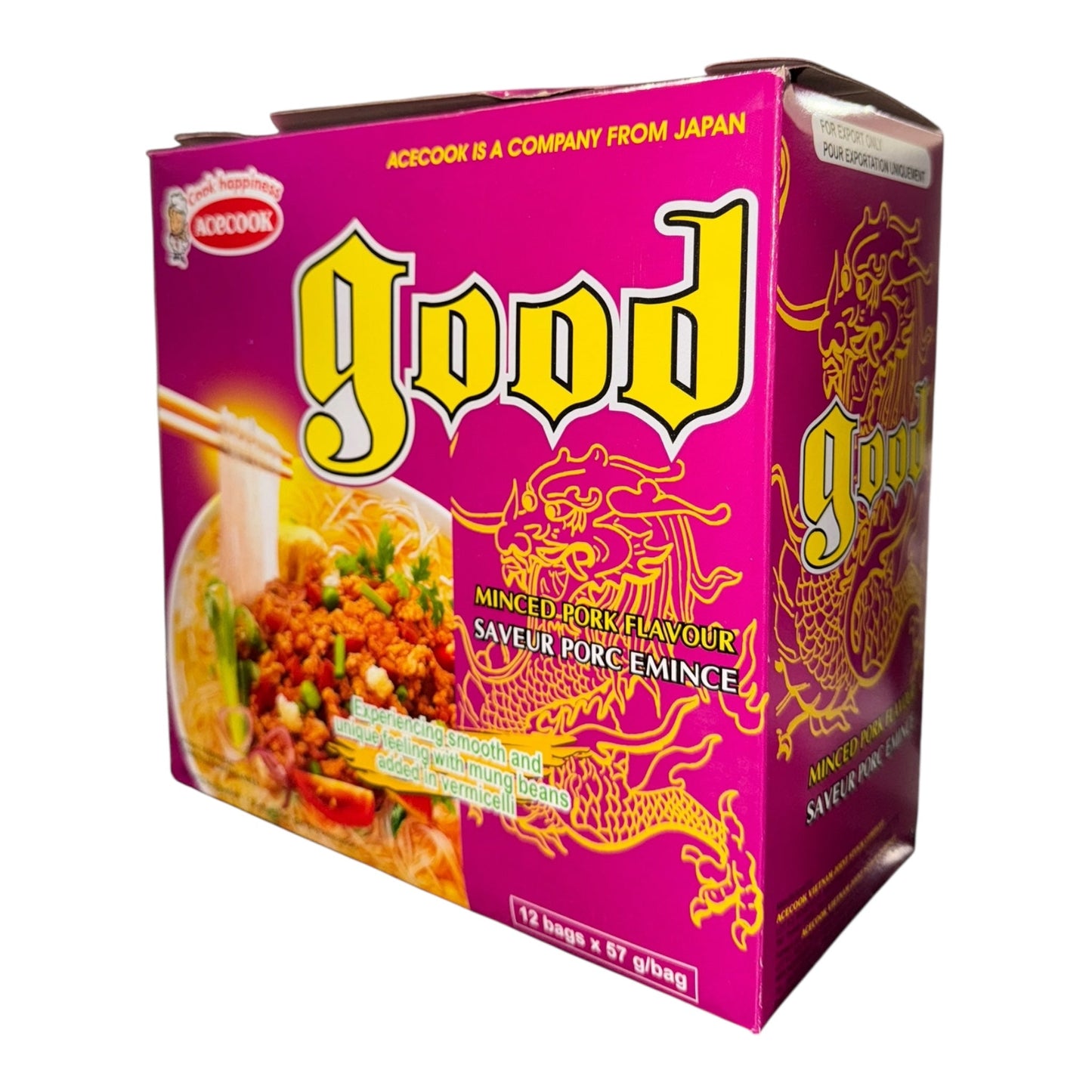 Acecook Good Instant Vermicelli – Minced Pork Flavor/Mien Goi Vi Thit Bam - (12 bags x 57g)