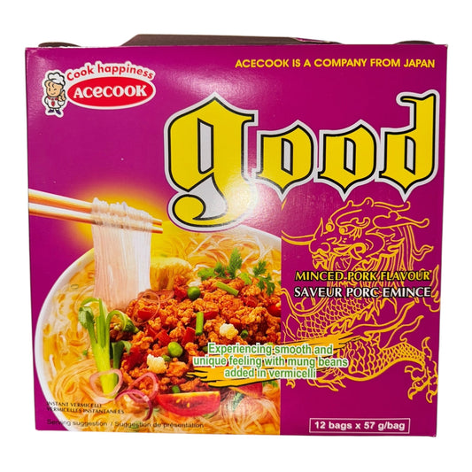 Acecook Good Instant Vermicelli – Minced Pork Flavor/Mien Goi Vi Thit Bam - (12 bags x 57g)