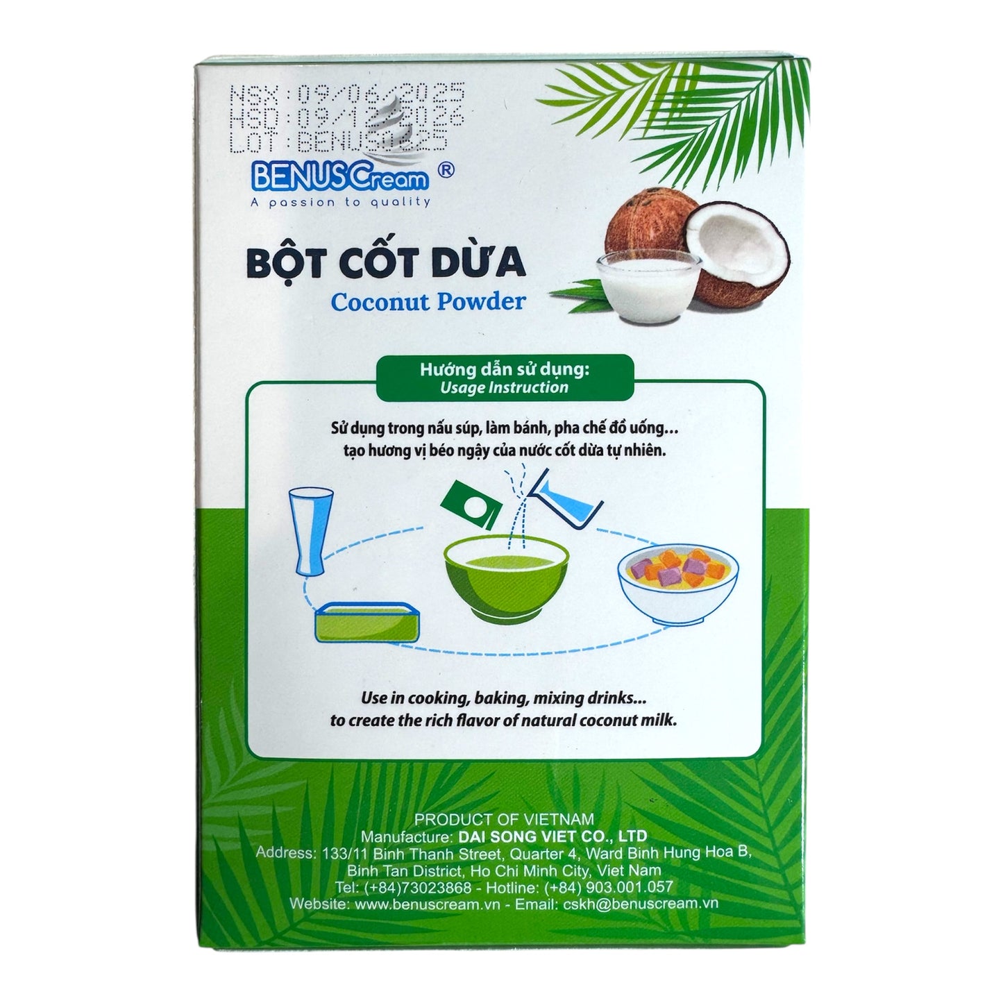 BENUSCREAM Coconut Milk Powder/Bot Cot Dua - 3.52 Oz (100g)