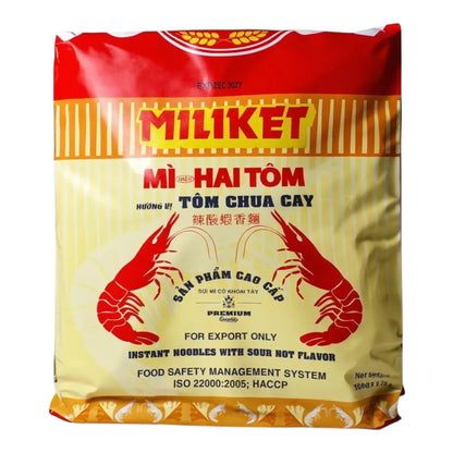 MILIKET Instant Noodles – Sour & Hot Flavor/Mi Tom Chua Cay - 10 packs x 75g