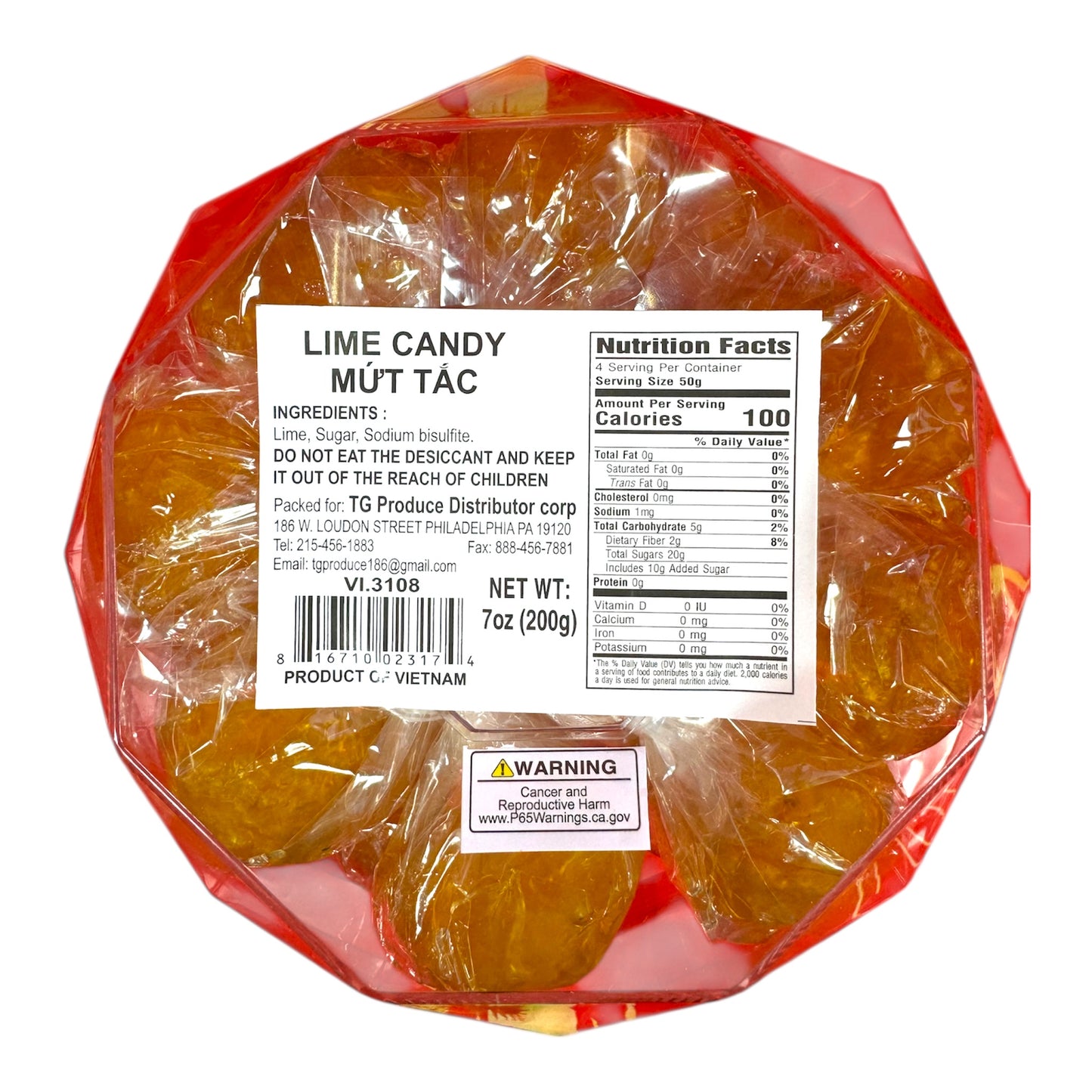 LIME CANDY/Mut Trai Tac - 7 Oz (200g)