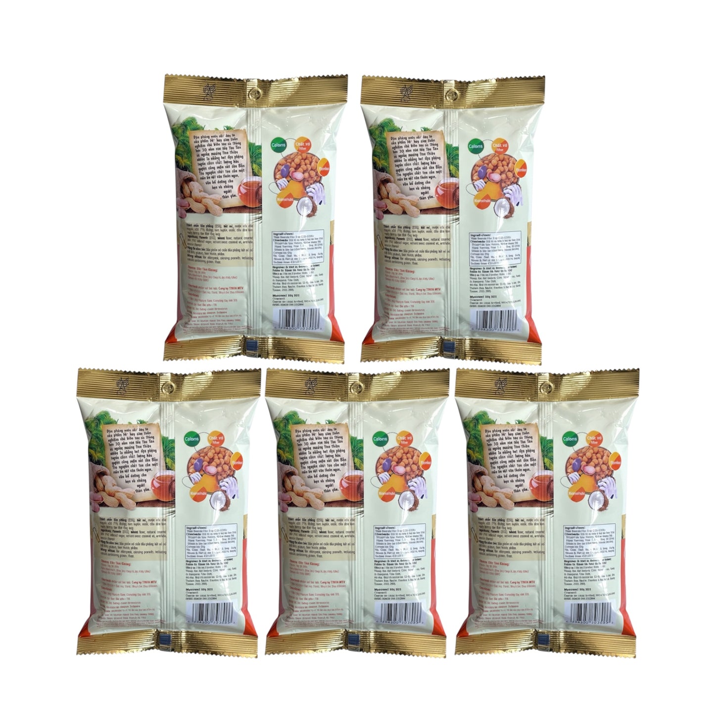 Tan Tan Peanuts with Coconut - Dau Phong Nuoc Cot Dua - Combo 5 packs x 60g