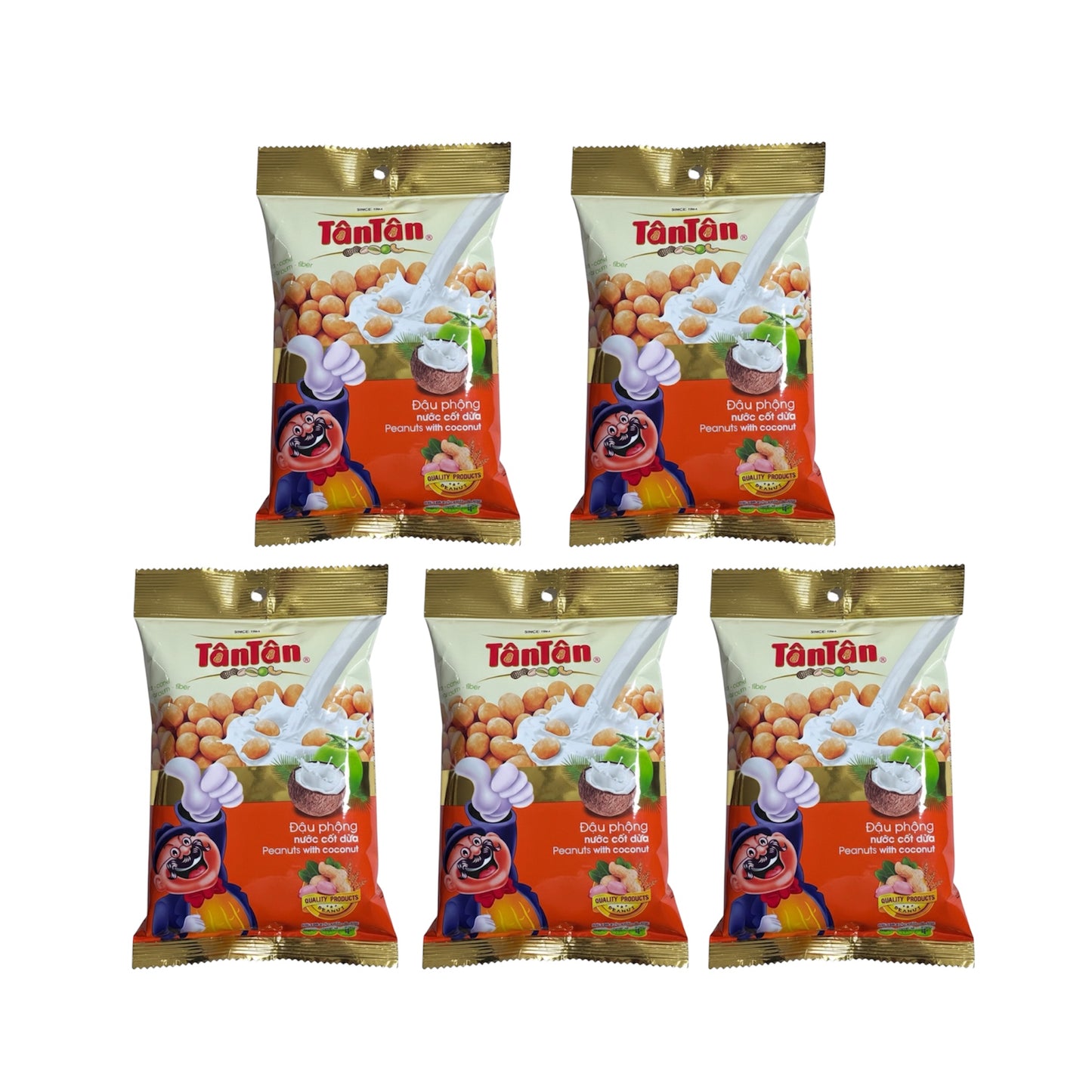 Tan Tan Peanuts with Coconut - Dau Phong Nuoc Cot Dua - Combo 5 packs x 60g